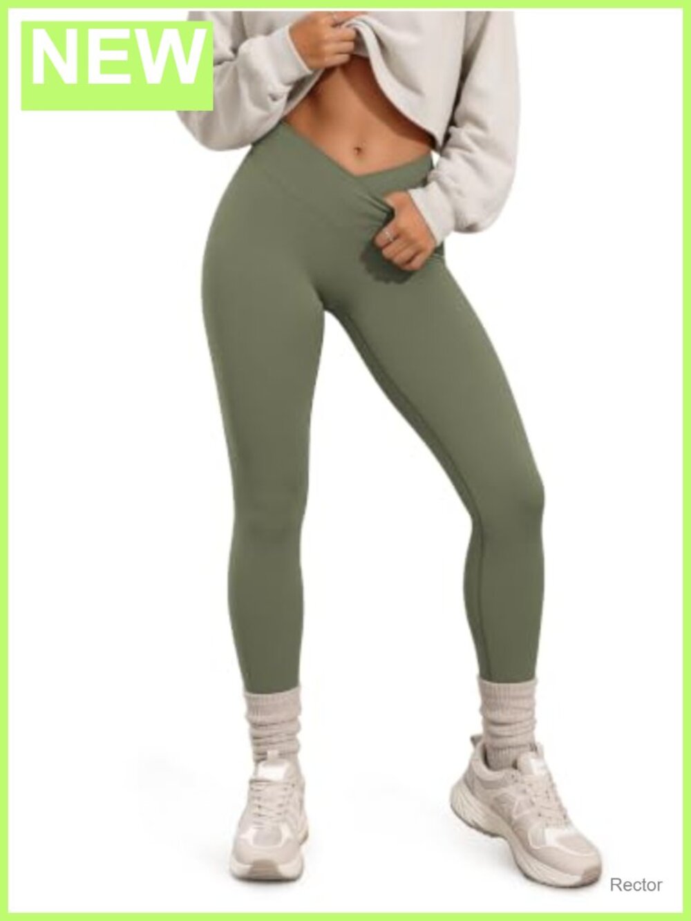 Women's Hidden Scrunch Crossover Leggings 25" No Front Seam High Rise
